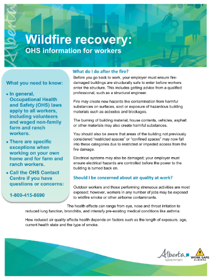 Picture of Wildfire Recovery: OHS Information for workers