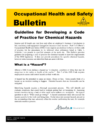 Picture of Guideline for Developing a Code of Practice for Chemical Hazards
