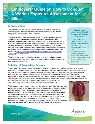 Picture of Employers’ Guide on How to Conduct A Worker Exposure Assessment for Silica