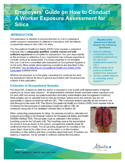 Picture of Employers’ Guide on How to Conduct A Worker Exposure Assessment for Silica