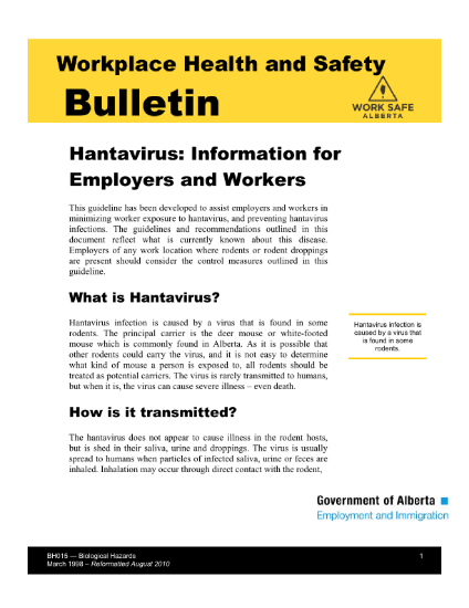 Picture of Hantavirus: Information for Employers and Workers