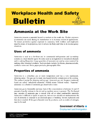 Picture of Ammonia at the Work Site