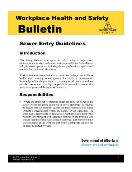 Picture of Sewer Entry Guidelines
