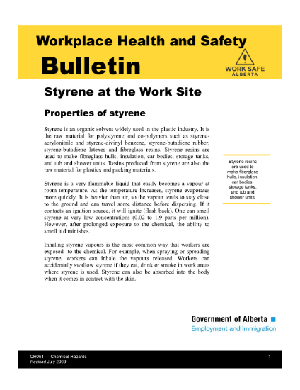 Picture of Styrene at the Work Site