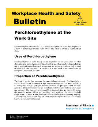 Picture of Perchloroethylene at the Work Site