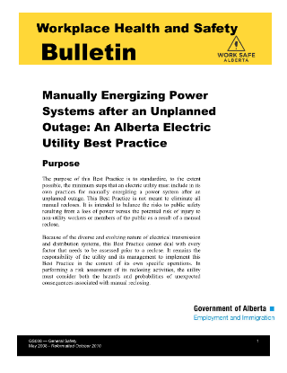 Picture of Manually Energizing Power Systems after an Unplanned Outage: An Alberta Electric Utility Best Practice