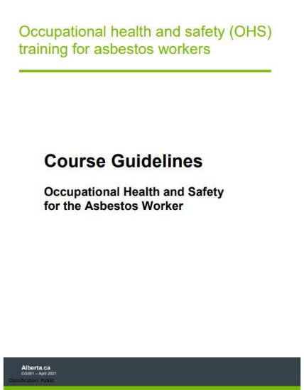Picture of Course Guidelines: Occupational Health and Safety for the Asbestos Worker