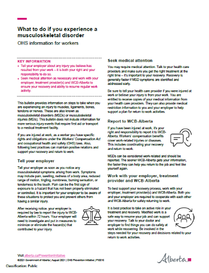 Picture of Addressing workplace MSDs - What to do if you experience musculoskeletal disorder