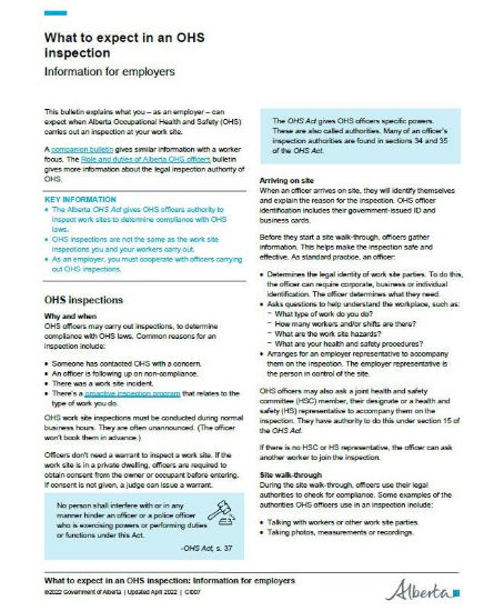Picture of What to expect in an OHS inspection: information for employers