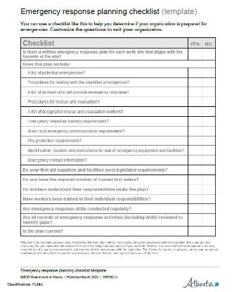 Picture of Emergency response planning checklist (template)