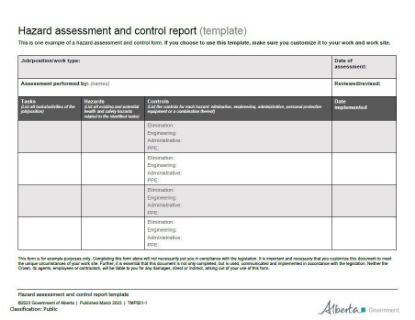 Picture of Hazard assessment and control report (template)