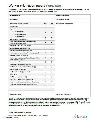 Picture of Worker orientation record (template)