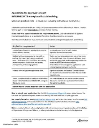 Picture of Workplace first aid approvals: Intermediate First Aid Application Form