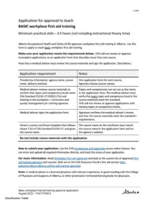 Picture of Workplace first aid approvals: Basic First Aid Application Form