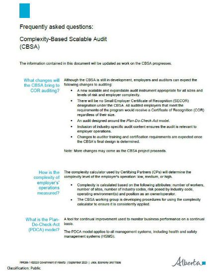 Picture of Frequently asked questions: Complexity-Based Scalable Audit (CBSA)