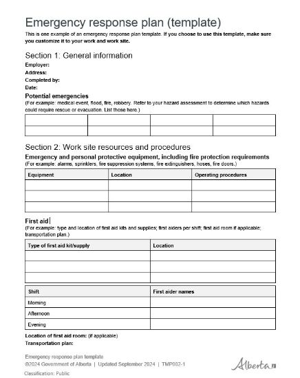 Picture of Emergency response plan template