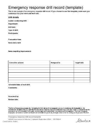 Picture of Emergency response drill record (template)