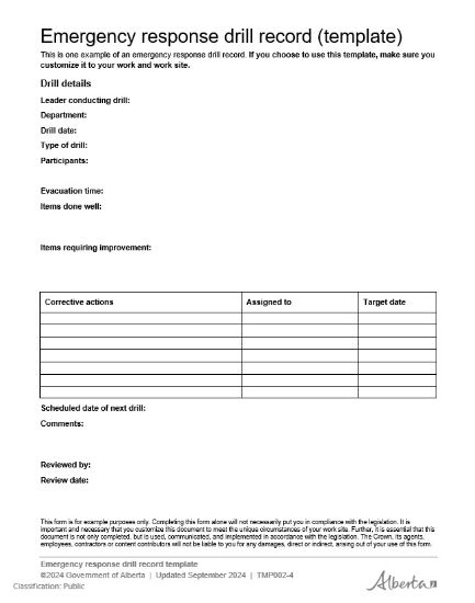 Picture of Emergency response drill record (template)