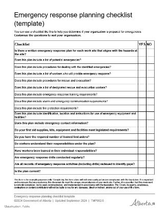 Picture of Emergency response planning checklist (template)