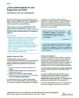 Picture of ¿Qué puede esperar en una inspección de OHS? Información para los trabajadores