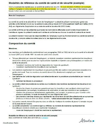 Picture of Mandat du comité de santé et de sécurité (exemple)