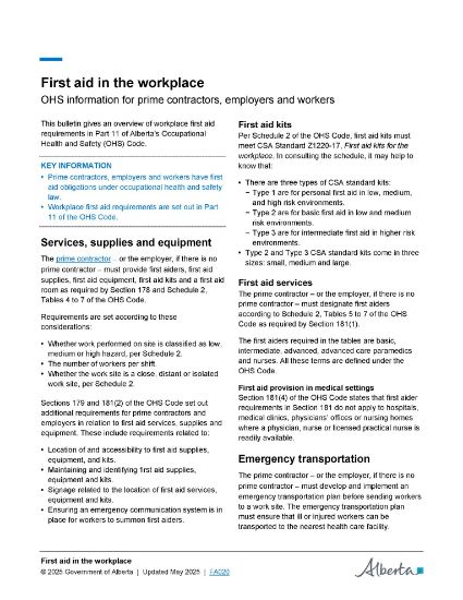 Picture of First aid in the workplace