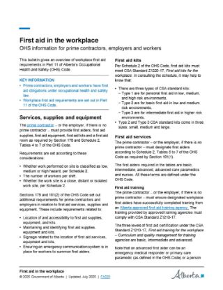 Picture of First aid in the workplace
