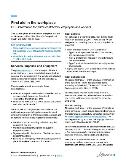 Picture of First aid in the workplace