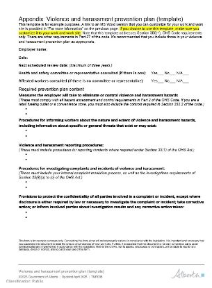 Picture of Violence and harassment prevention plan (template)